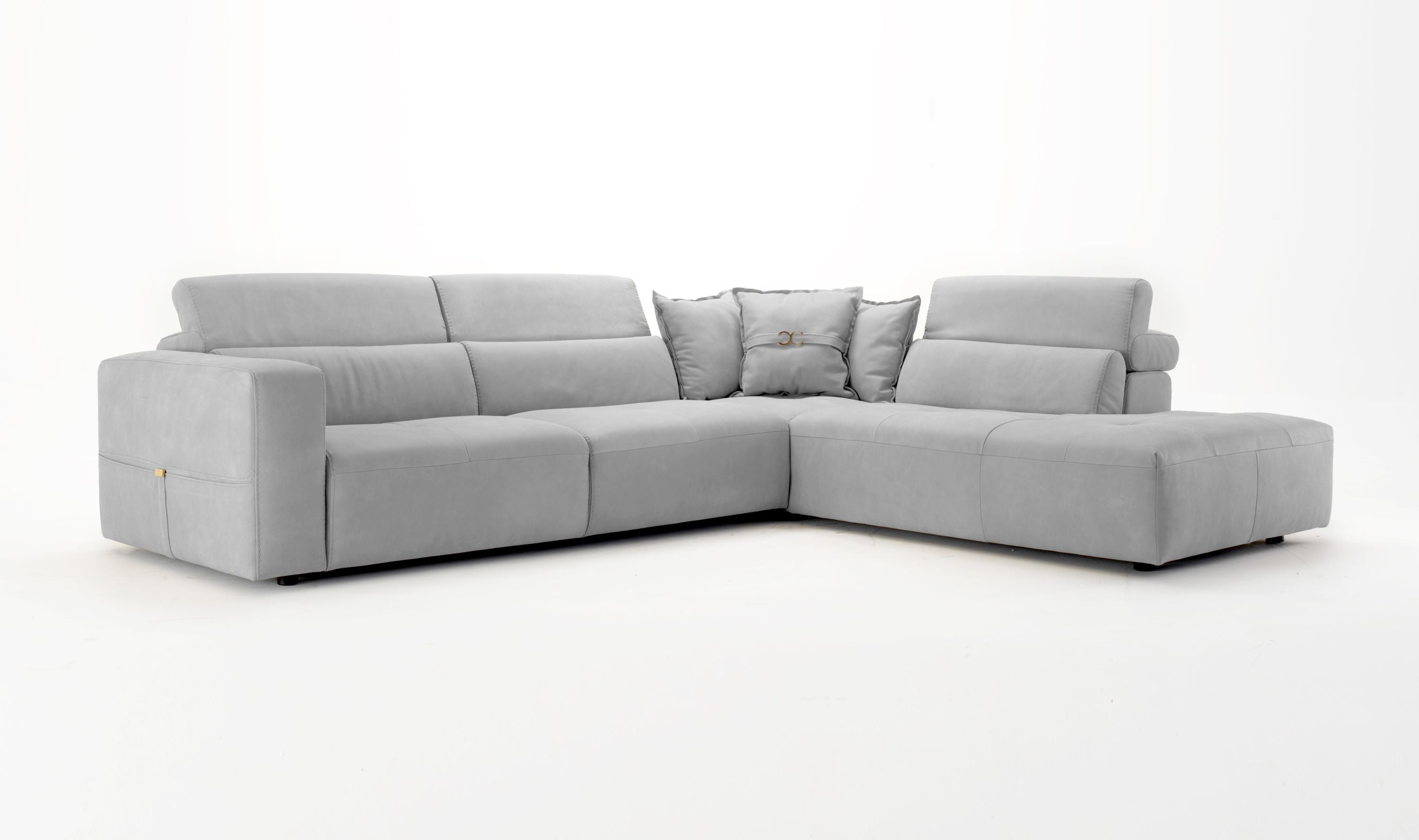 Coronelli Collezioni Grande - Italian Light Grey RAF Chaise Sectional Sofa