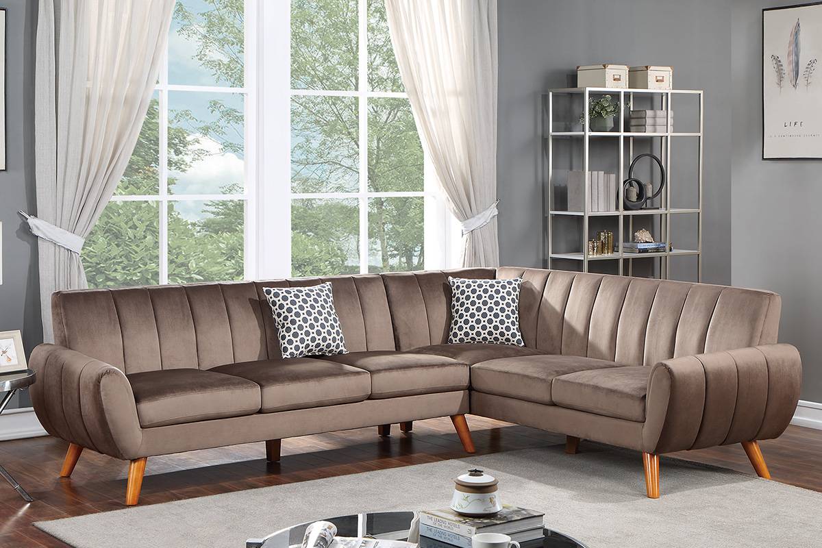 2-Piece Sectional Set W/ 2 Accent Pillows