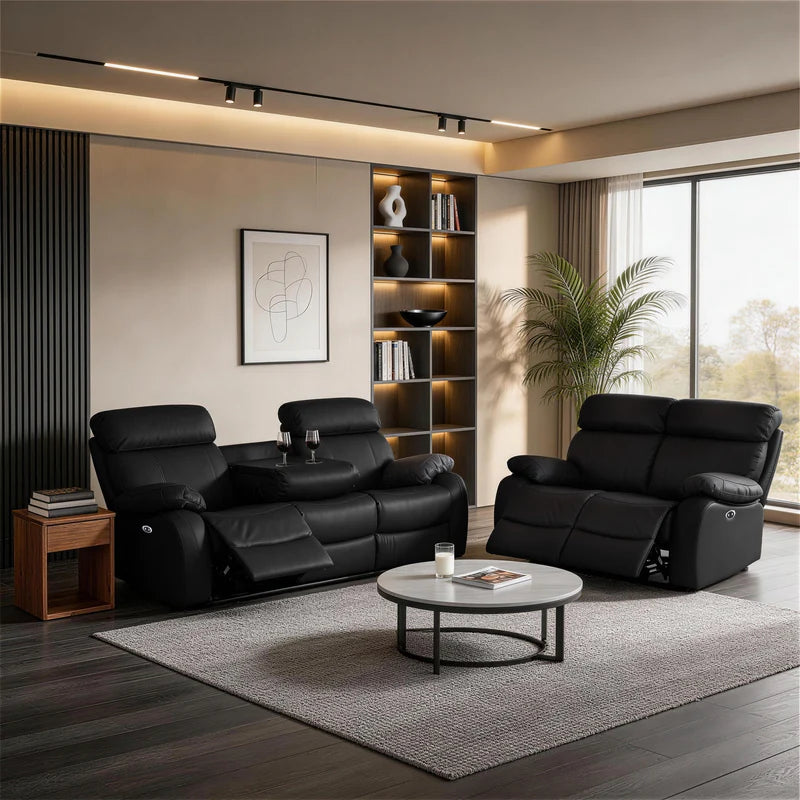 Harry Black Power Recliner Sofa & Loveseat