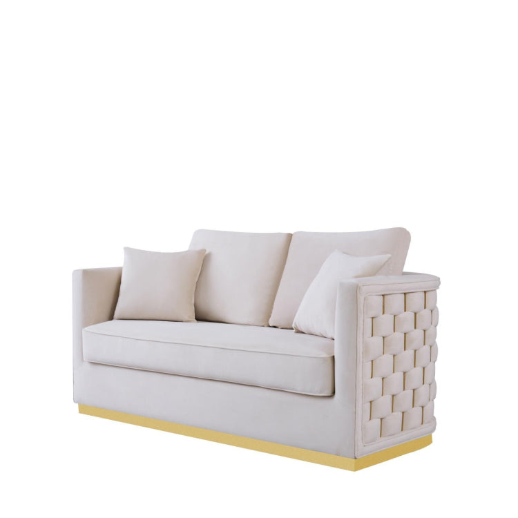 Lucia Shiny Gold Sofa Set | Beige (20%off)