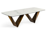 Modrest Melanie - Modern White Ceramic & Brushed Brown Dining Table