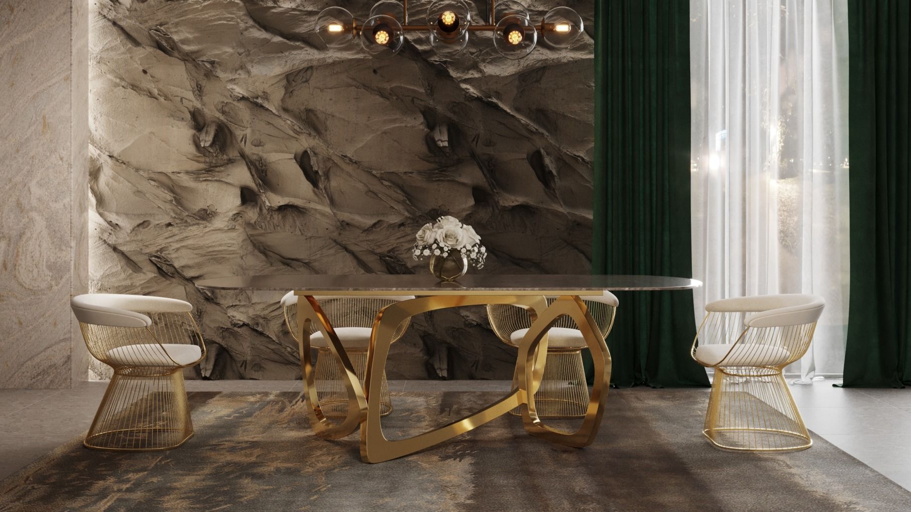 Modrest Colton - Modern Brown & Gold Dining Table