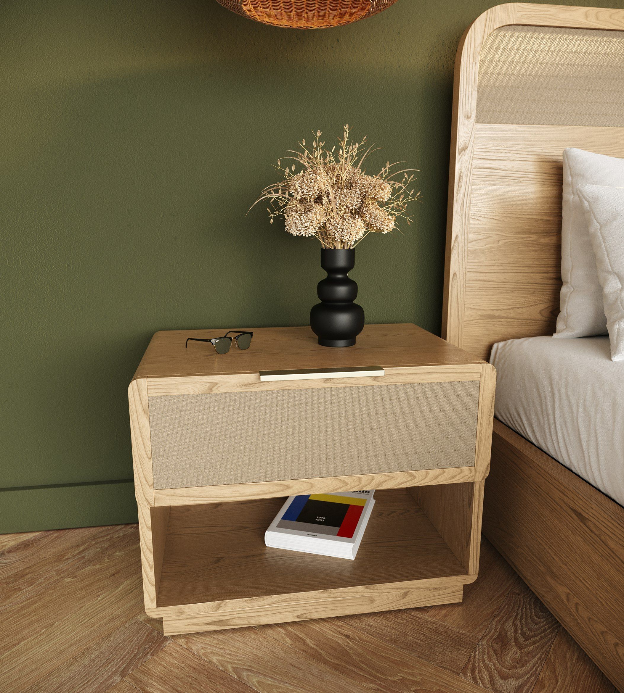 Gavin - Modern Natural Ash + Rattan Bedroom Set