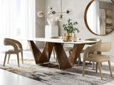 Modrest Melanie - Modern White Ceramic & Brushed Brown Dining Table