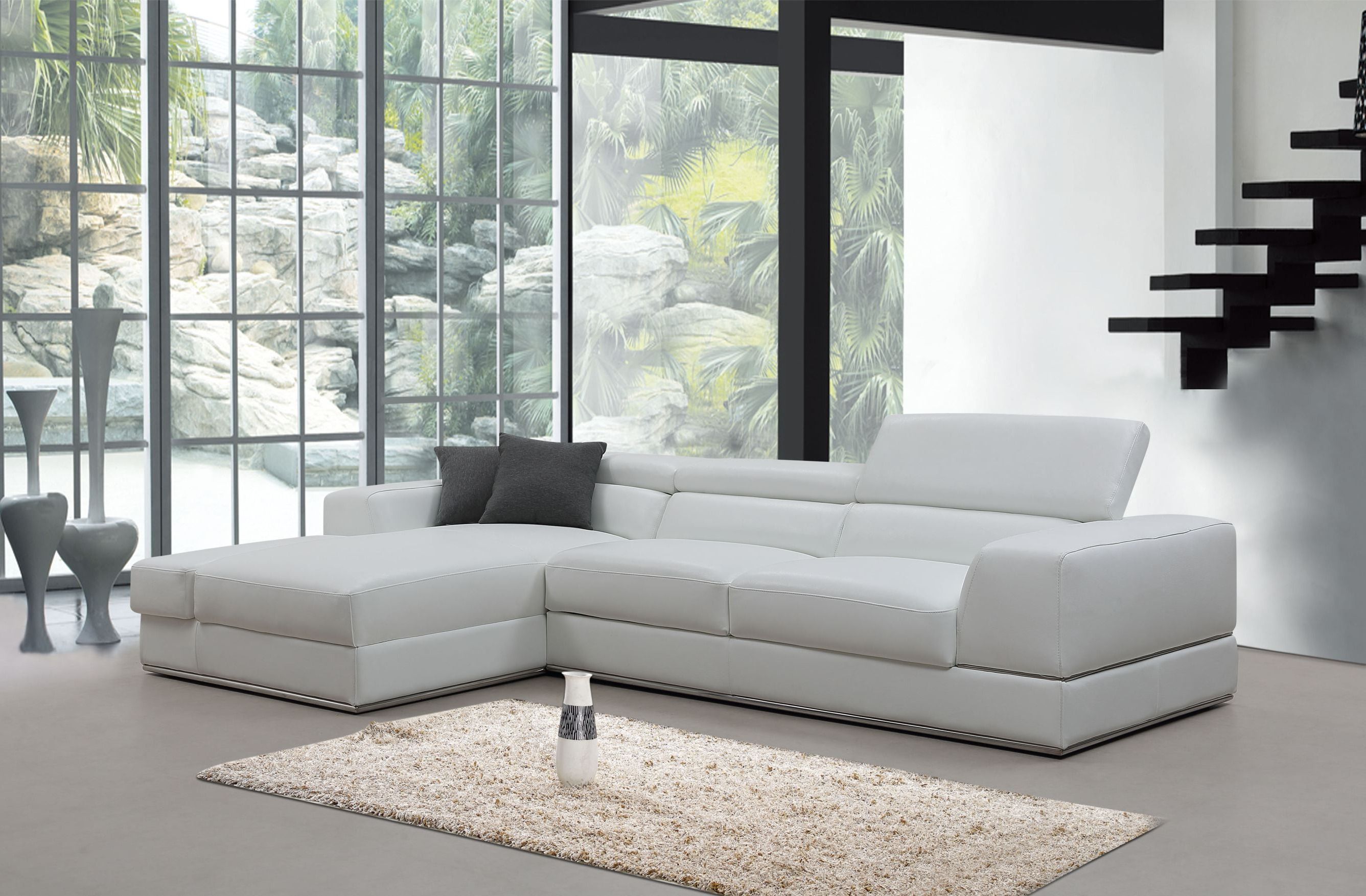 Divani Casa Pella Mini - Modern White Leather Left Facing Sectional Sofa