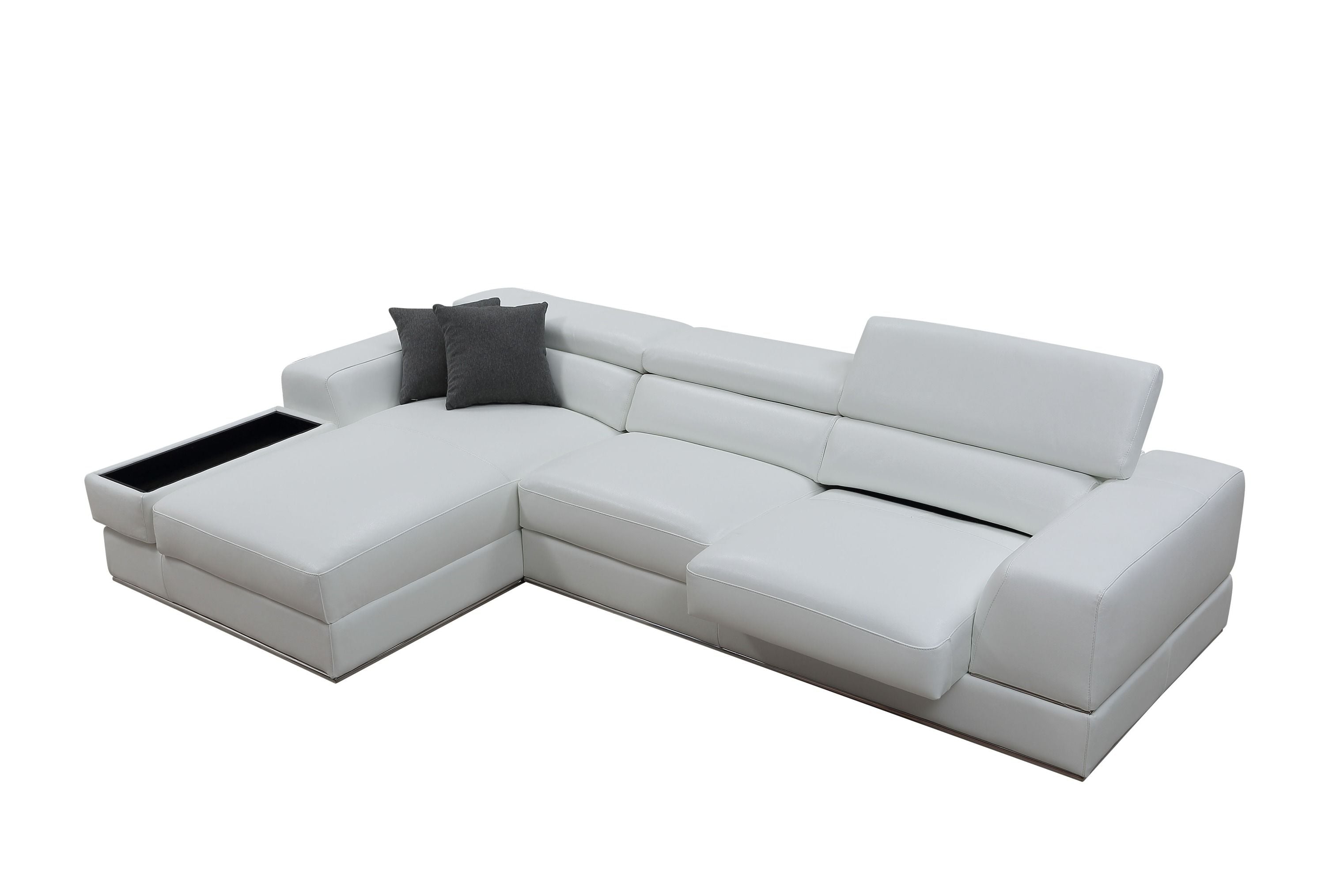 Divani Casa Pella Mini - Modern White Leather Left Facing Sectional Sofa