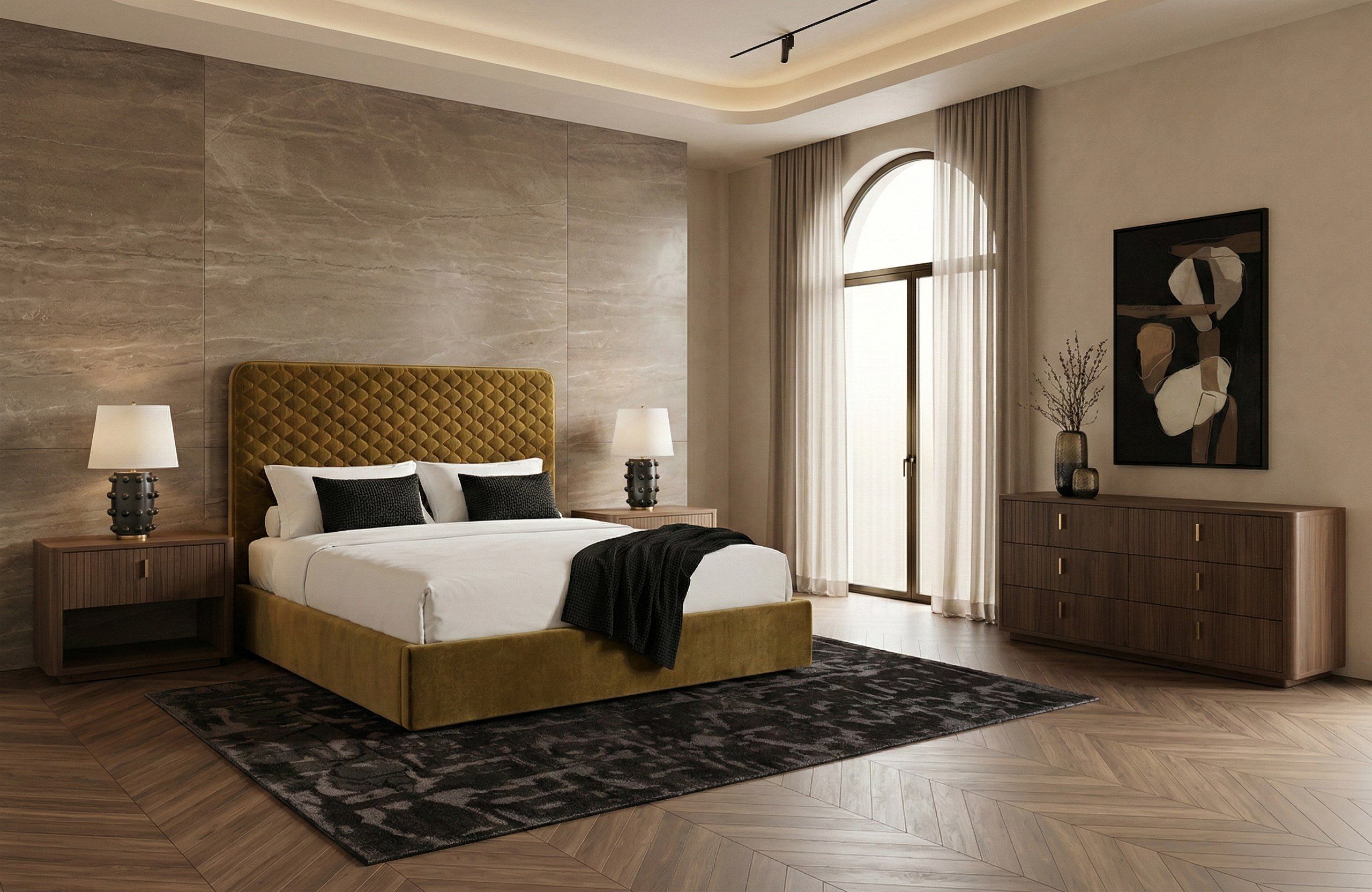Trieste - Modern Brown Fabric Bed